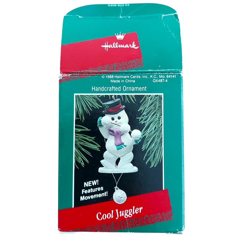 Vintage 1988 Hallmark Keepsake Ornament Cool Juggler Snowman QX487-4 Movement